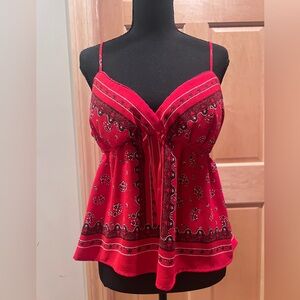 No Boundaries Red Paisley Bandana Tank Top Cropped Flowy XL Boho Summer Cowgirl